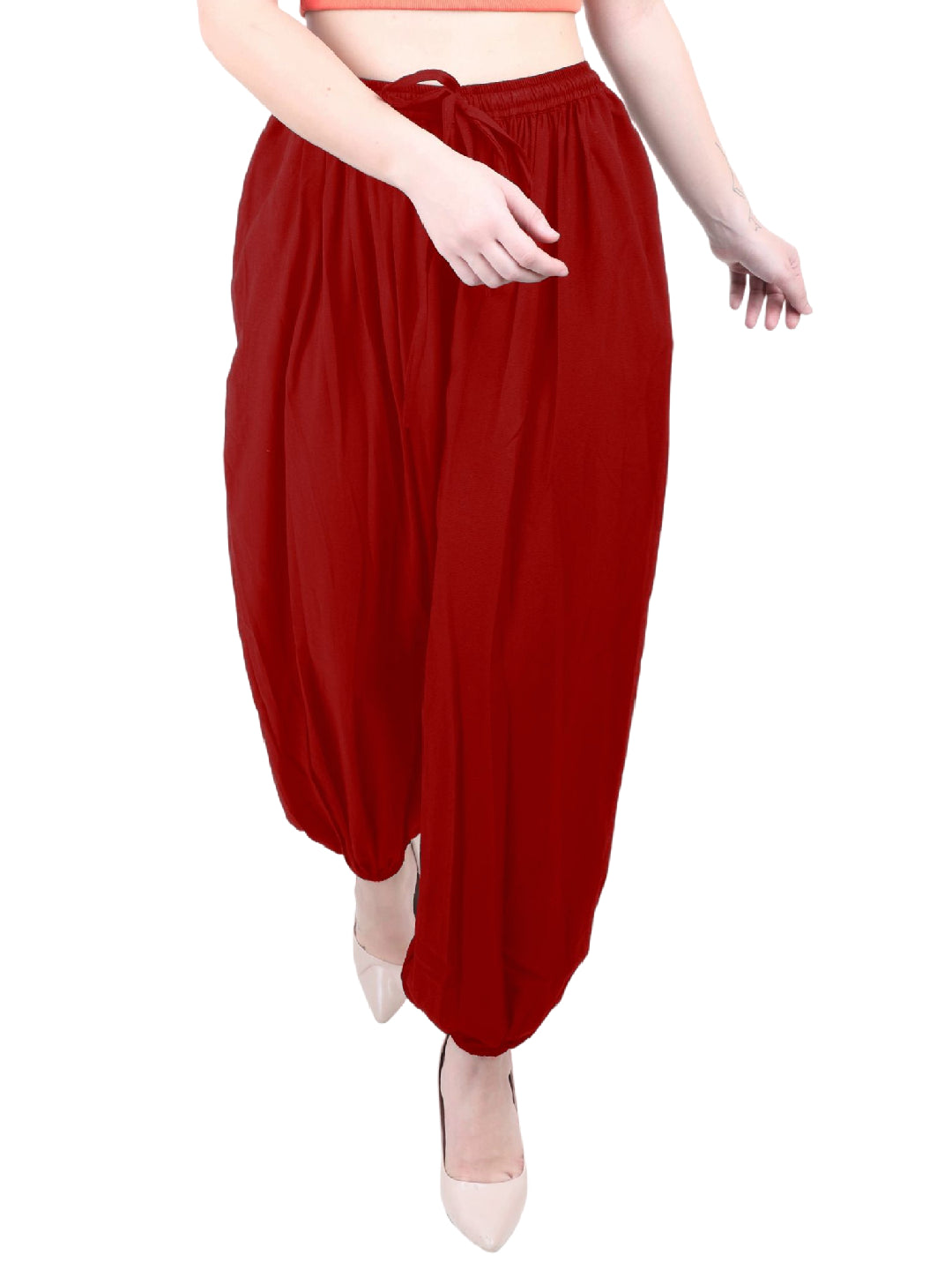 Womens Cotton Blend Harem Pant In Red